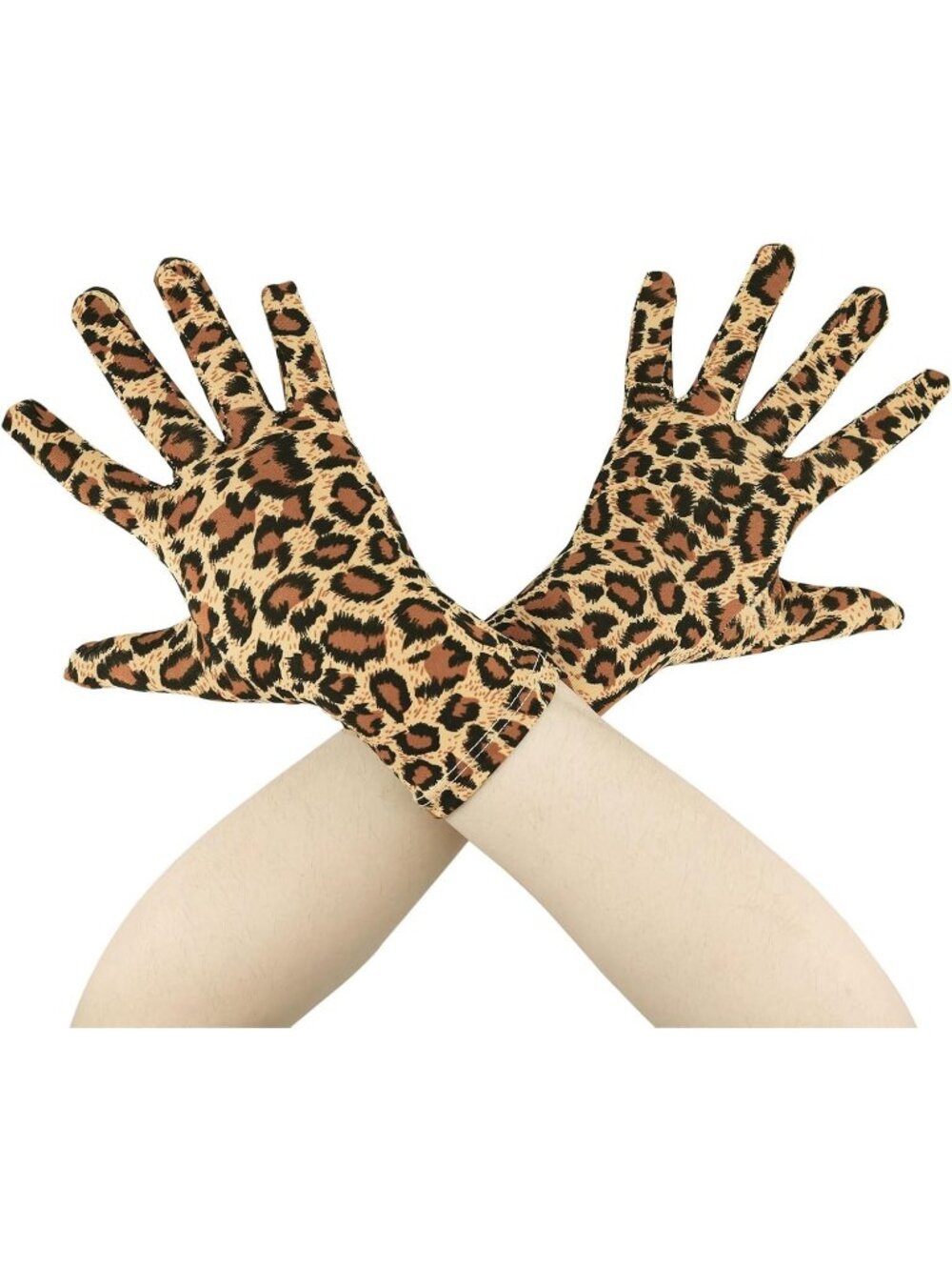 Men's And Women's Leopard Wrist Length Spandex Christmas Costume Dance Gloves